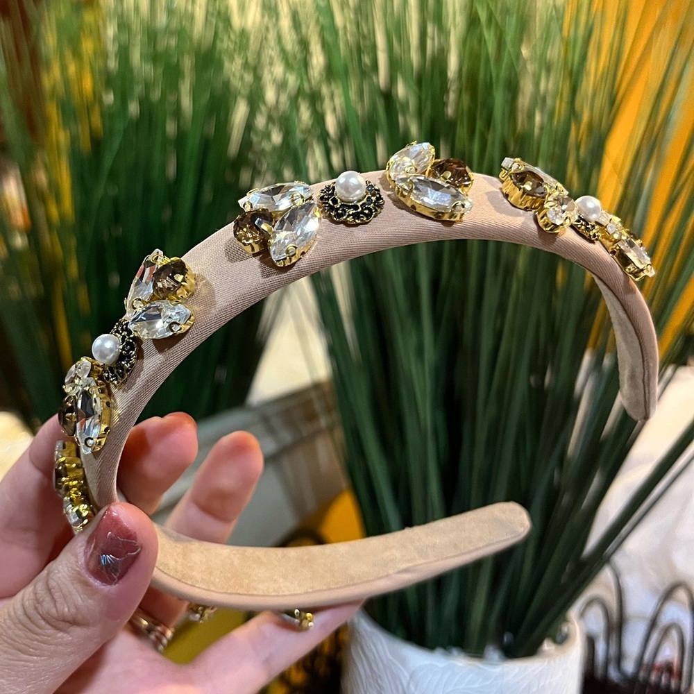 Tan Rhinestone Headband - Picture 2 of 2